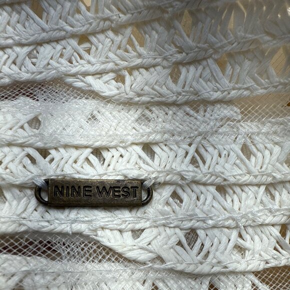 Nine West White Woven bucketHat With Openwork Design & Inner Ribbon Band - Picture 4 of 8